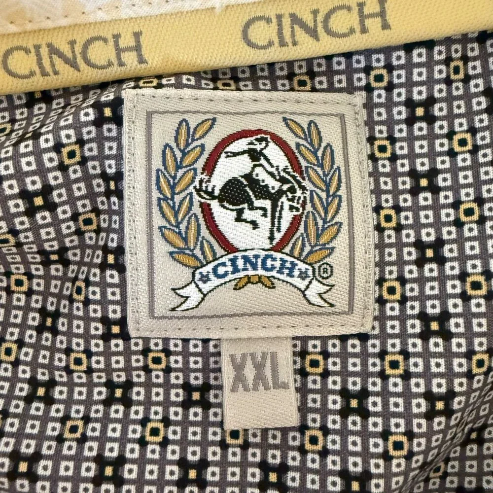 Cinch Geometric Button-Down Shirt Gray Men's Size XXL Western Cowboy Long-Sleeve